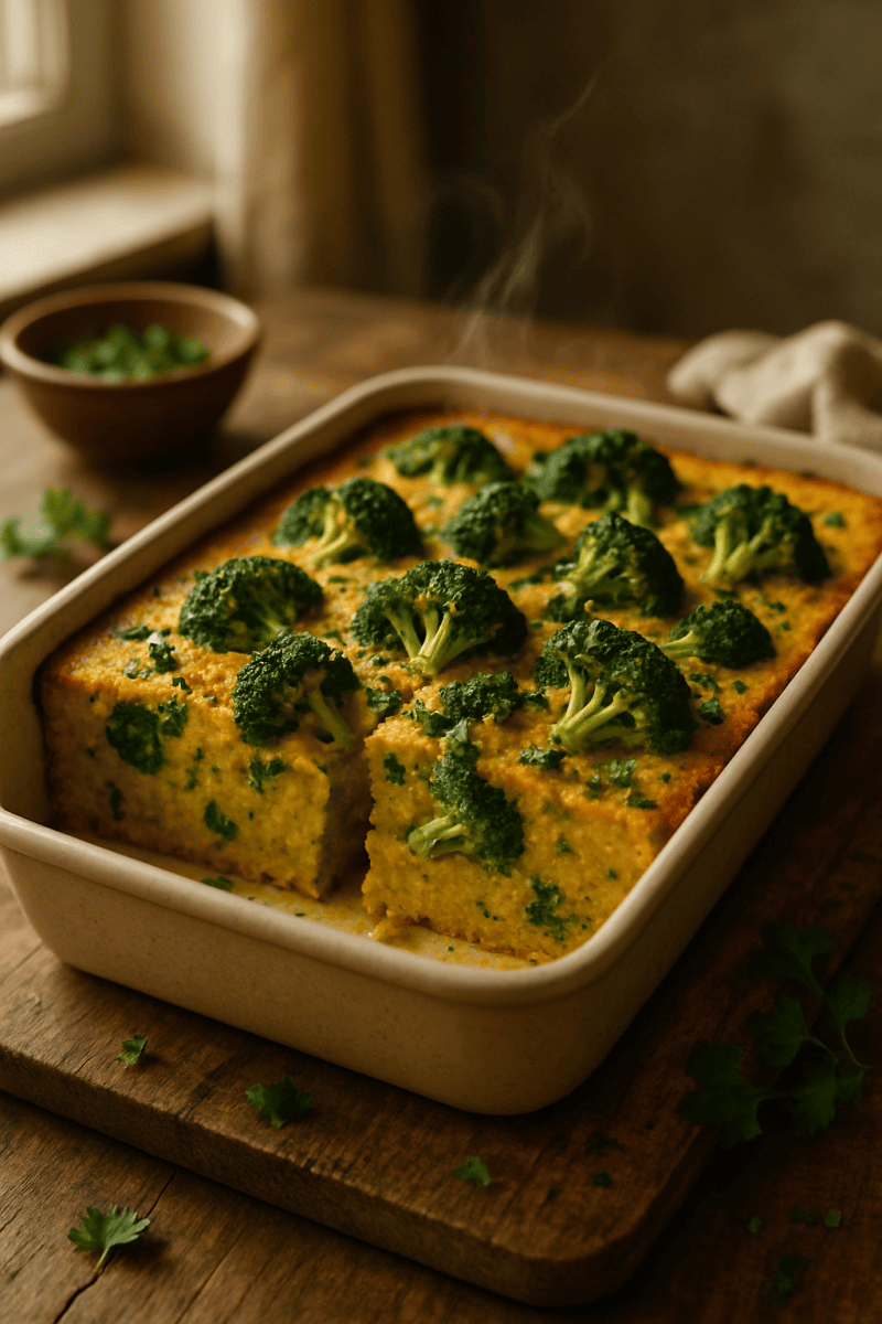 Запеканка из нутовой муки с брокколи