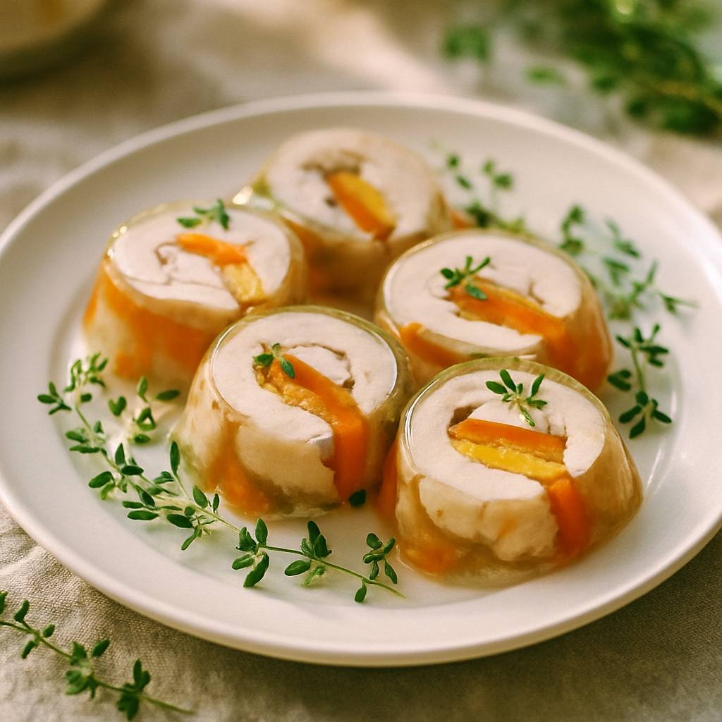 Заливные куриные рулетики