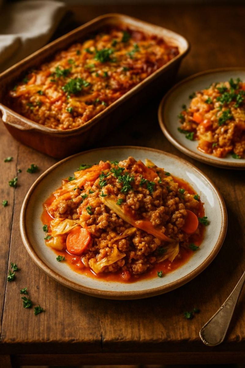 ПП-запеканка из индейки с овощами и рисом