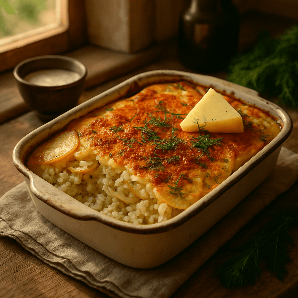 Овощная запеканка с цветной капустой и картофелем