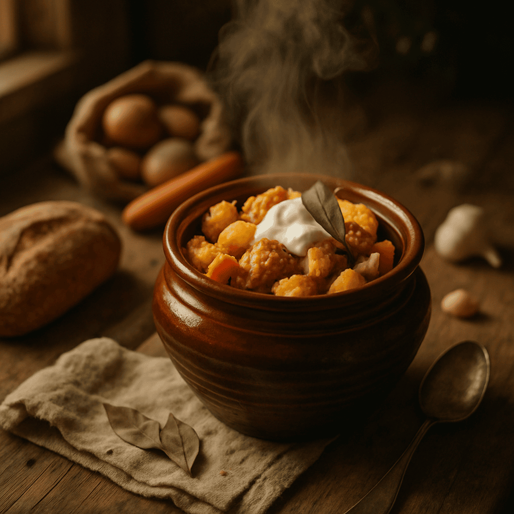 Домашнее жаркое в горшочке с курицей и овощами