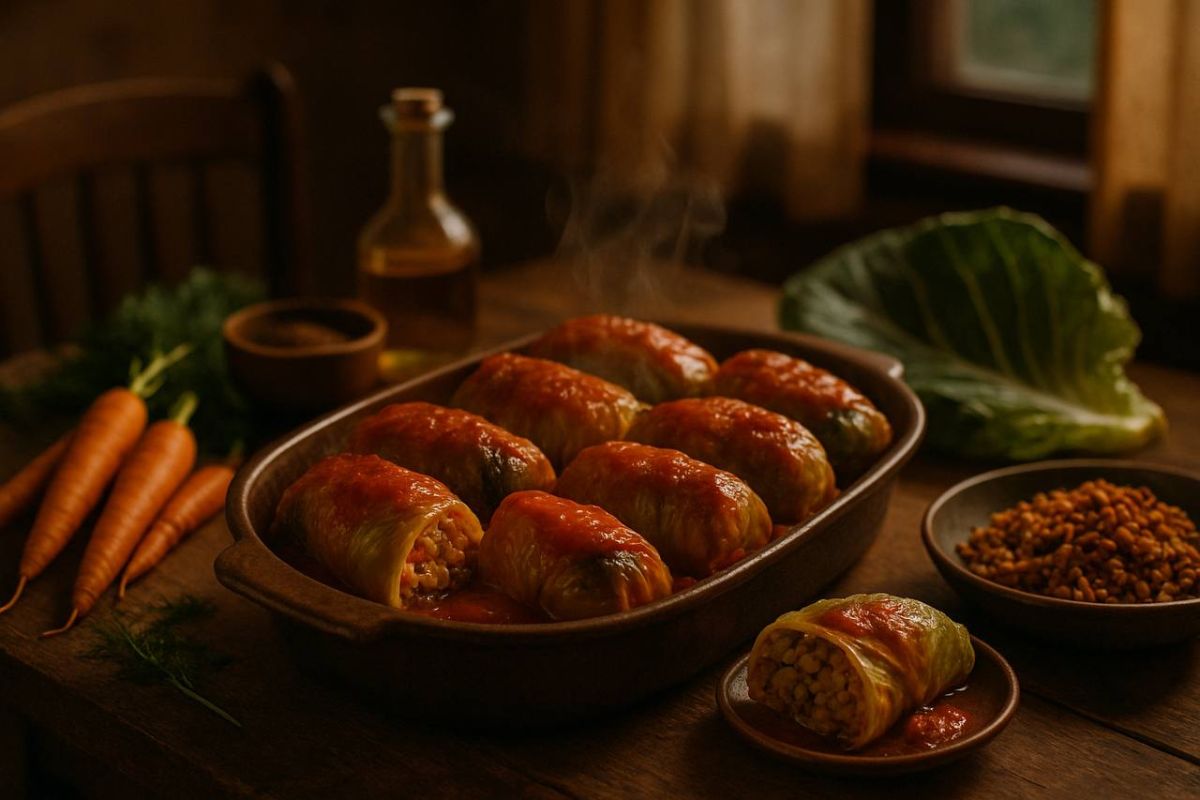 Постные голубцы с рисом и чечевицей