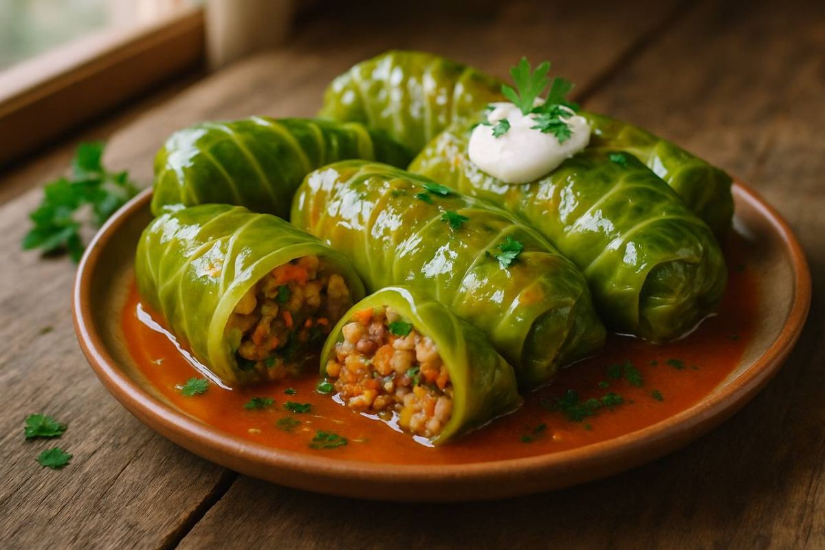 Капустные рулетики с грибной начинкой