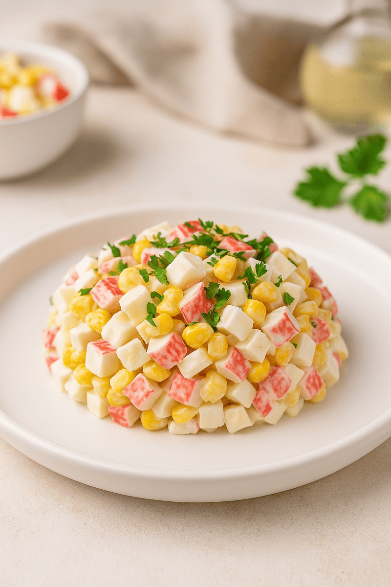 Салат с крабовыми палочками и кукурузой