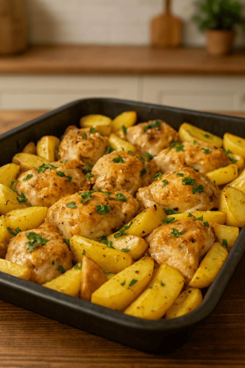 Запечённая картошечка с ароматной курочкой