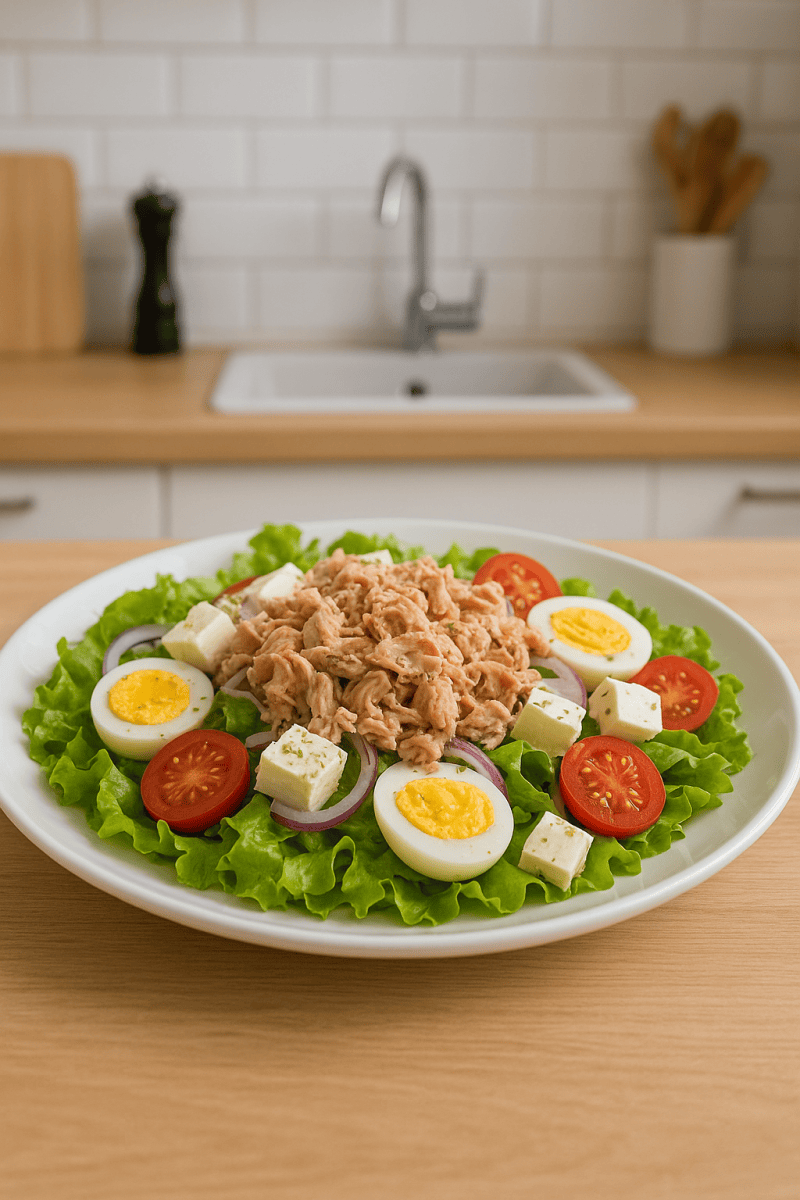 Лёгкий салат с тунцом и овощами