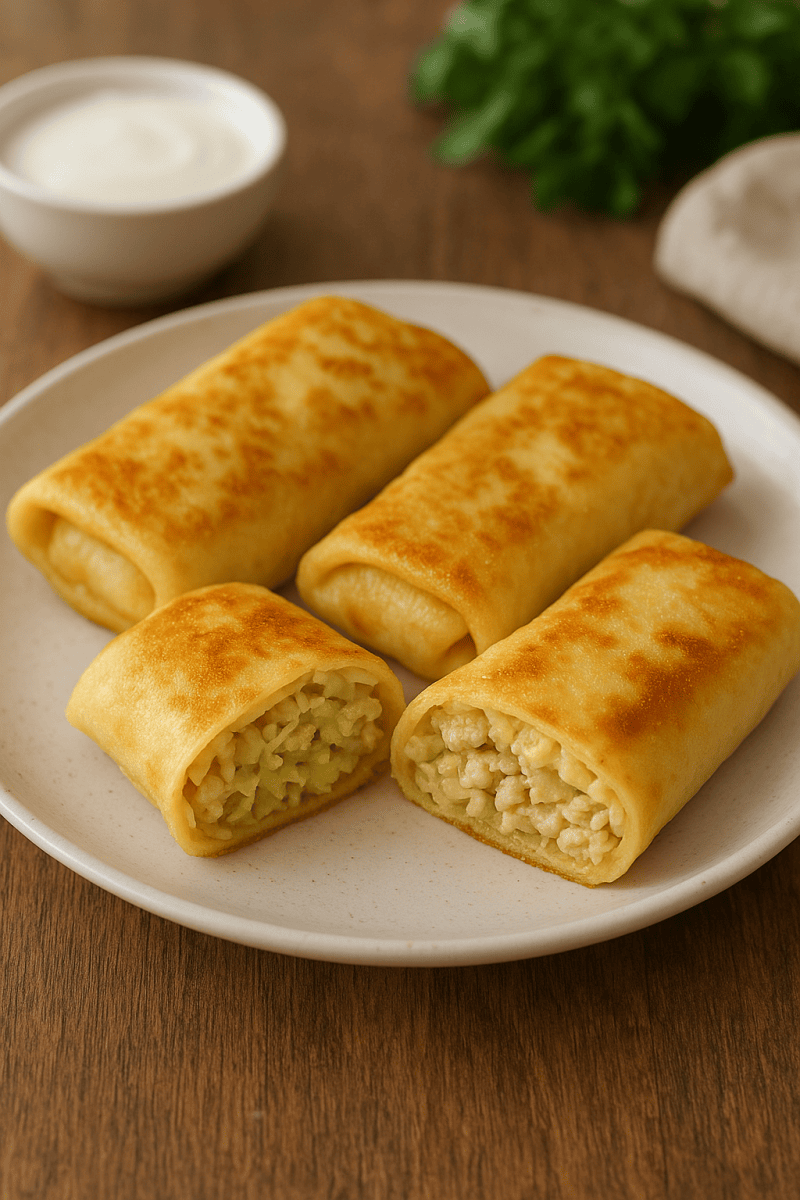 Блины с курицей и капустой
