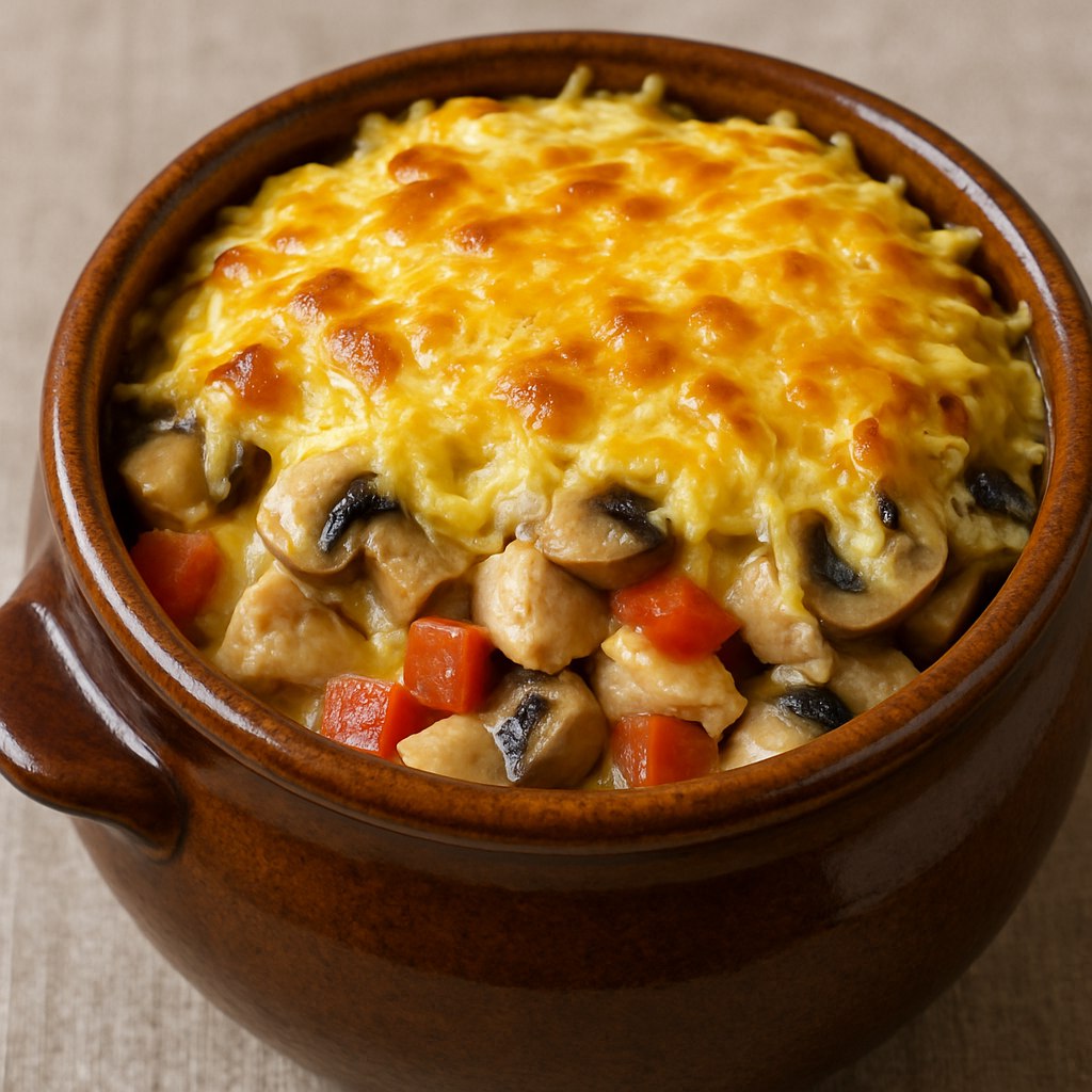 Куриное филе под шубой в горшочках