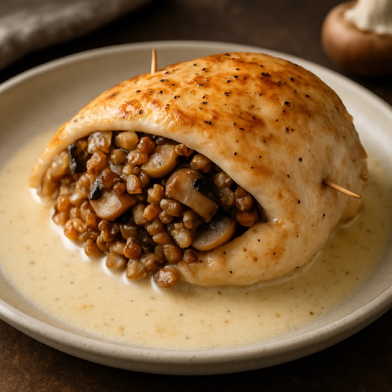 Куриная грудка с гречкой и грибами