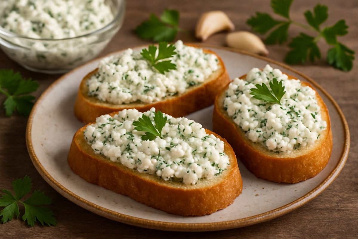 Бутерброды с творожной массой и зеленью