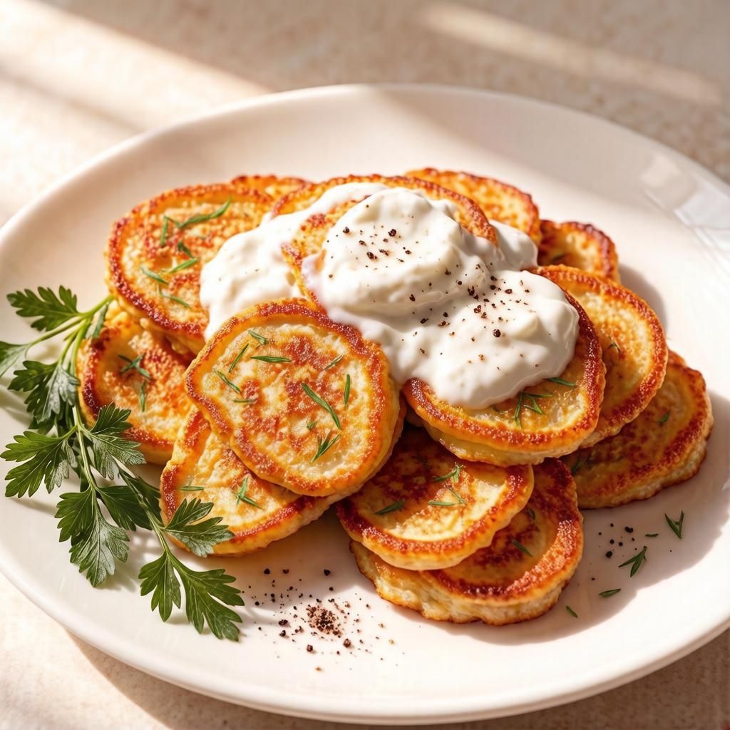 Кабачковые оладьи с манкой и сметаной