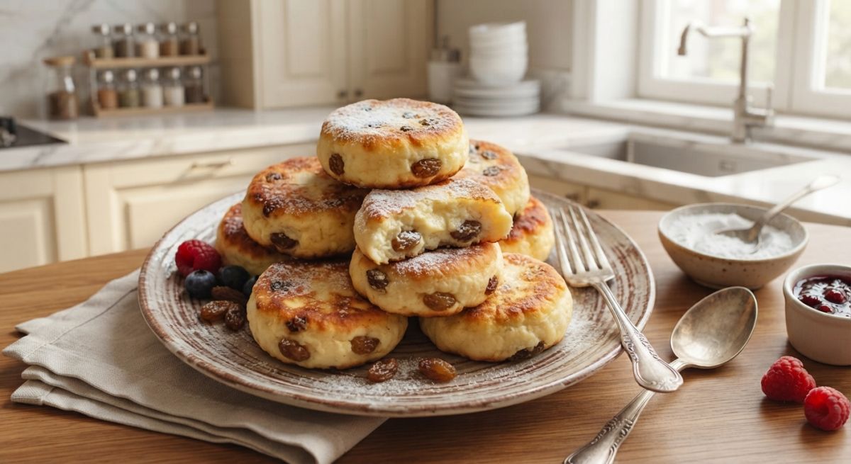 Сырники с изюмом на сковороде