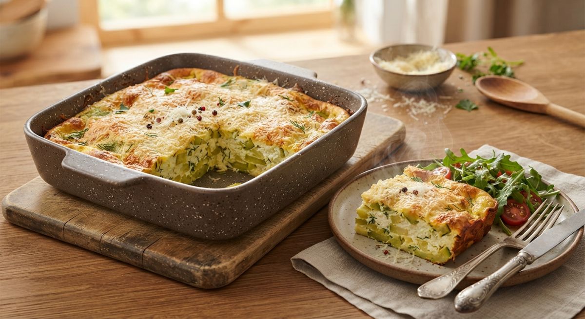 Творожная запеканка с кабачком и сыром