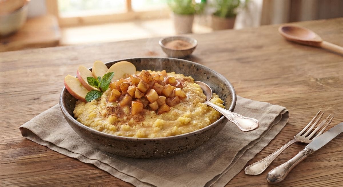Пшённая каша с яблоком и корицей