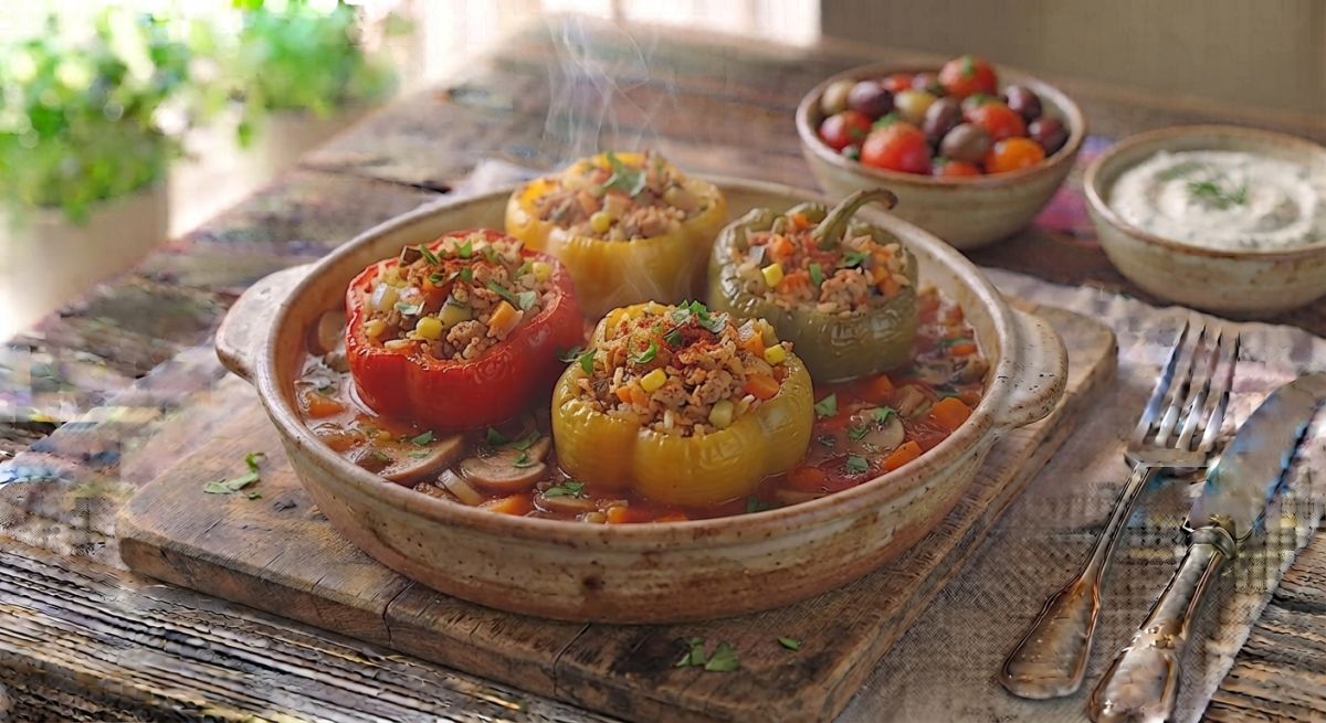 Фаршированные перцы с рисом и овощами