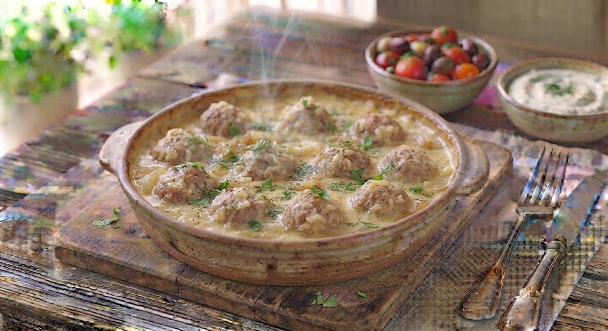 Ёжики из индейки в сметанном соусе