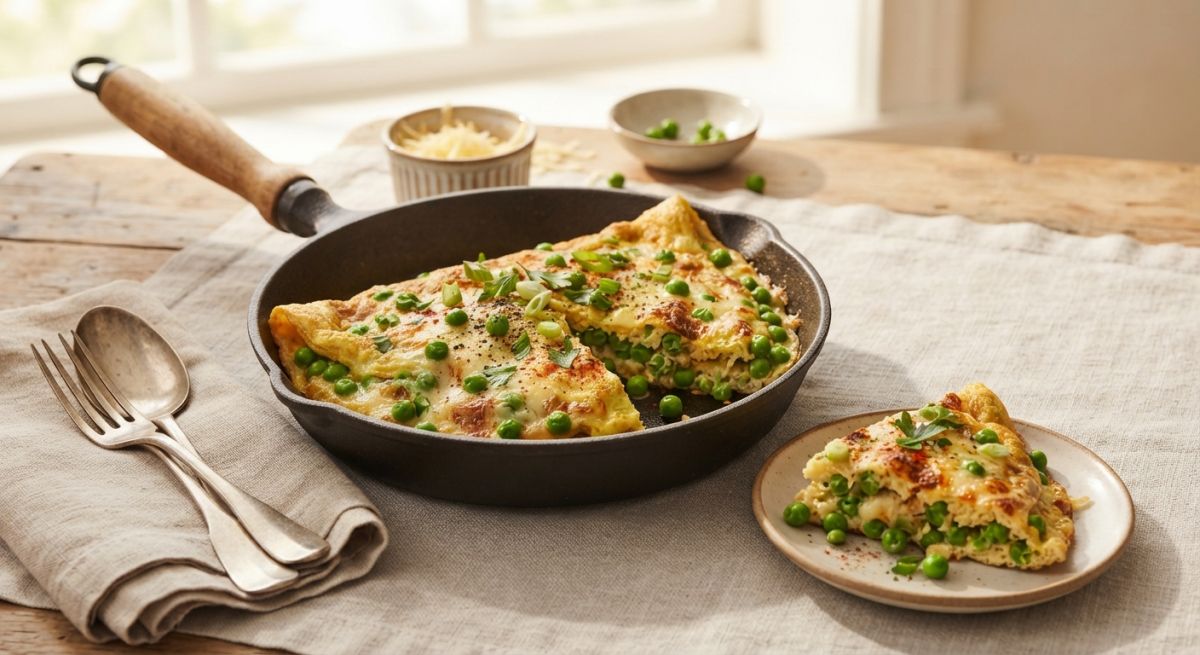 Омлет с зелёным горошком и сыром