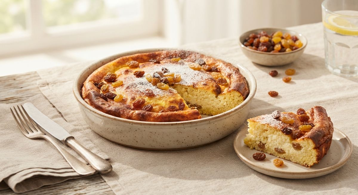 Пшённая запеканка с творогом и изюмом