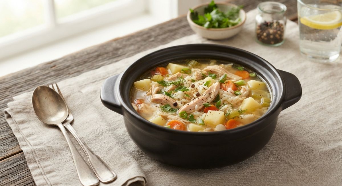 Куриный суп с рисом и картофелем