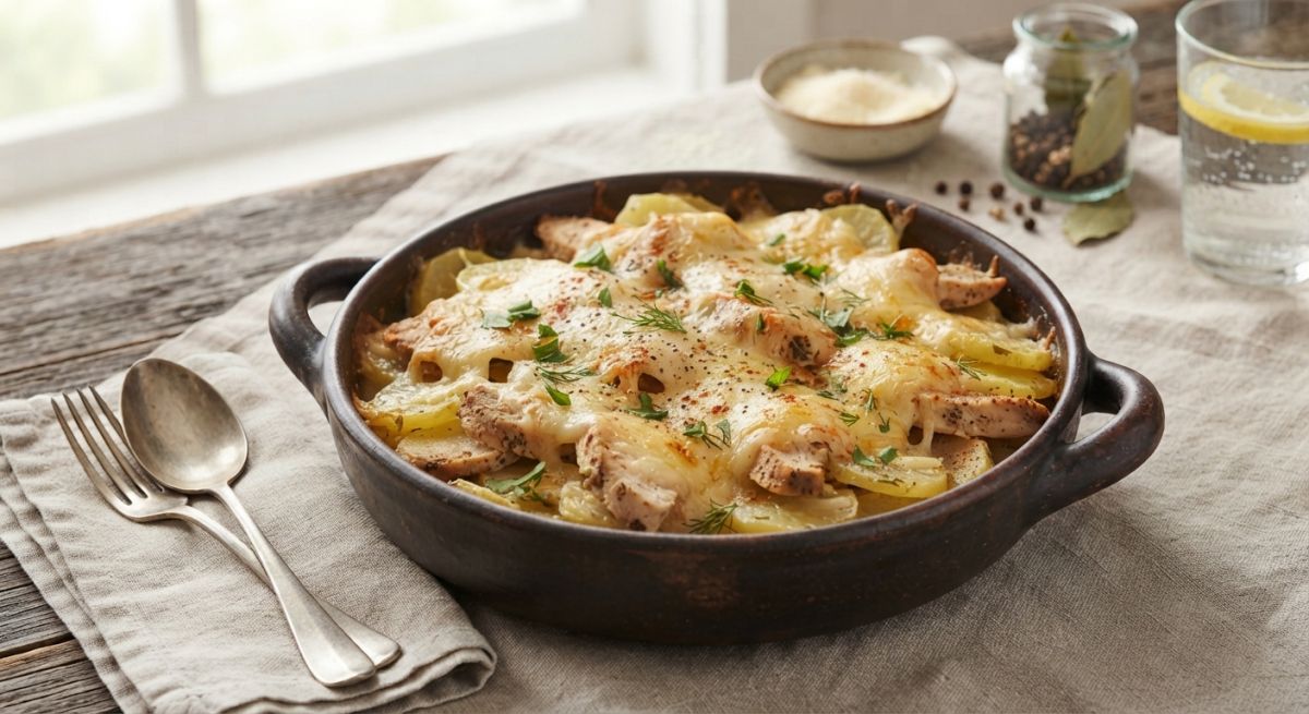 Картофельная запеканка с индейкой и сыром