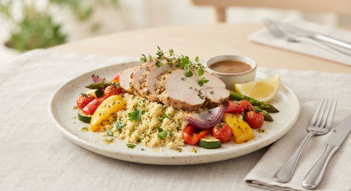 Индейка с кускусом и овощами