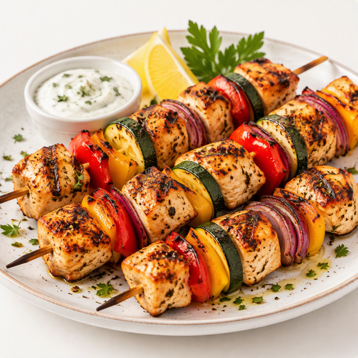 Шашлычки из курицы с болгарским перцем и кабачком