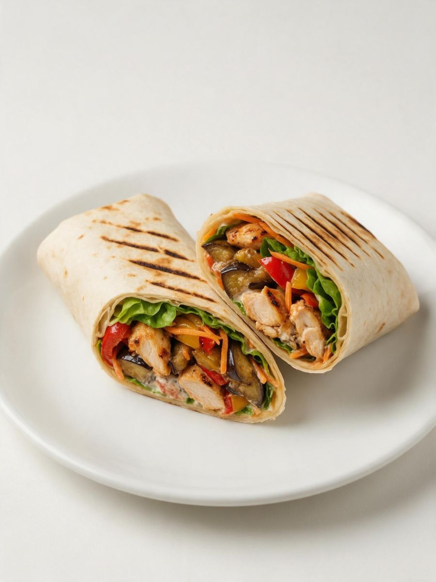 Ролл в тортилье с курицей и овощами гриль