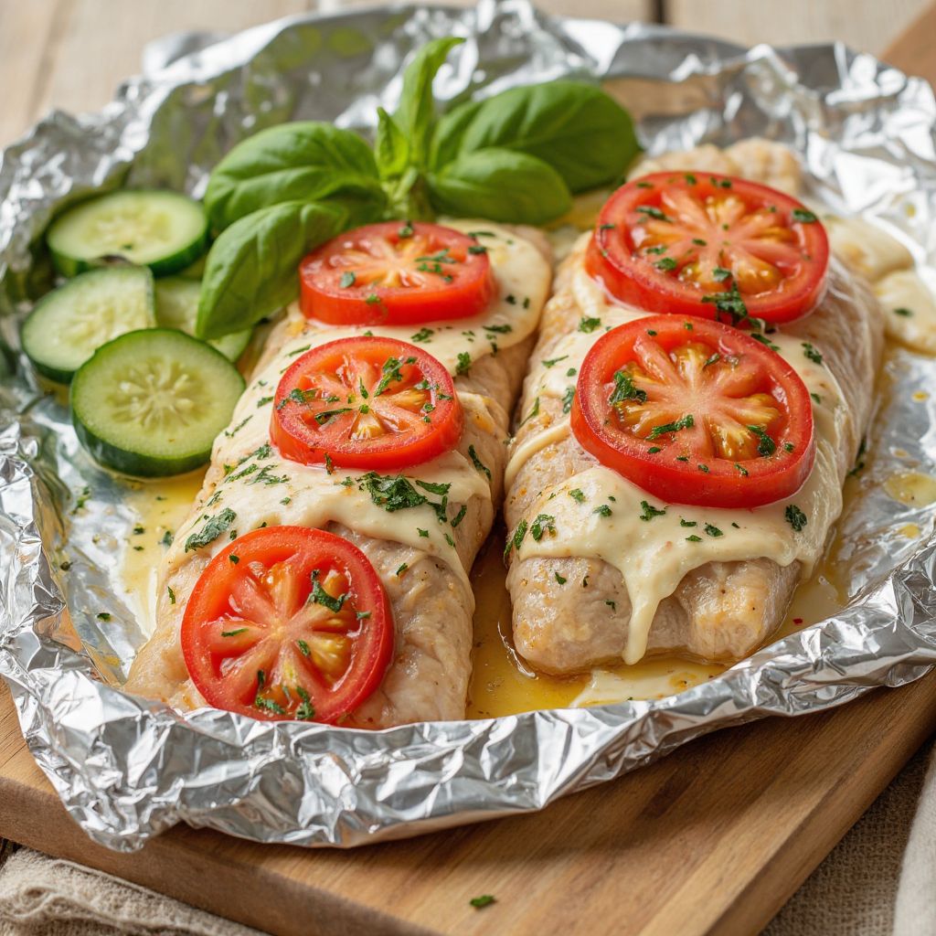 Запечённая куриная грудка с помидорами