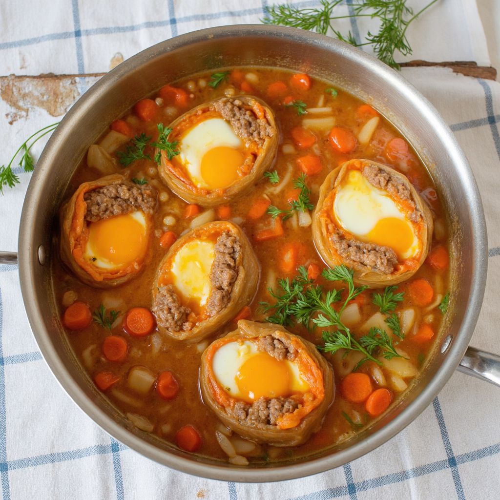 Зразы из фарша с яйцом