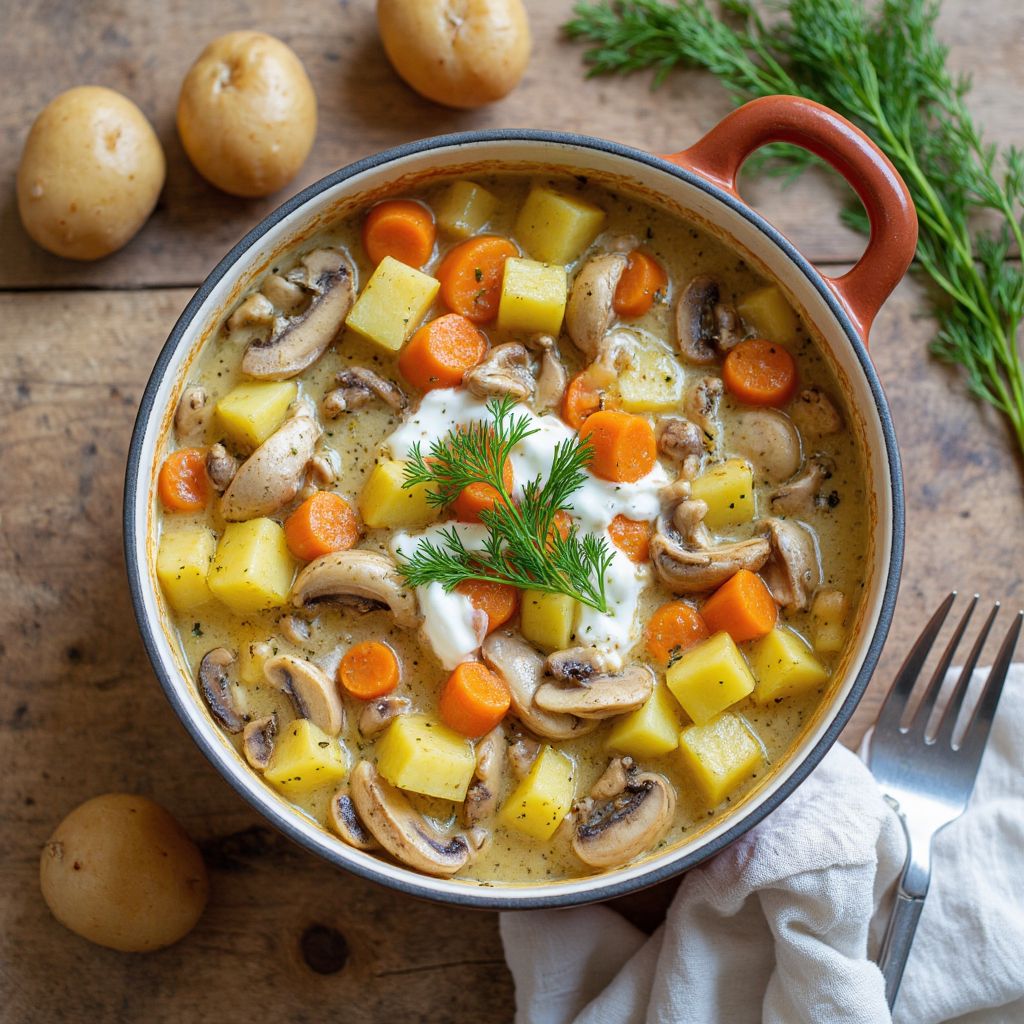 Картофель с грибами в горшочках