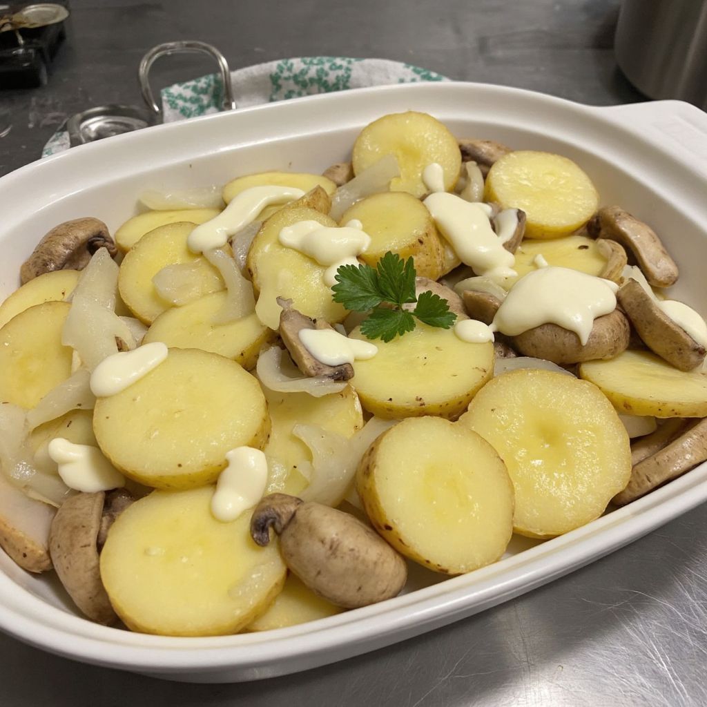 Картофель с грибами в СВЧ