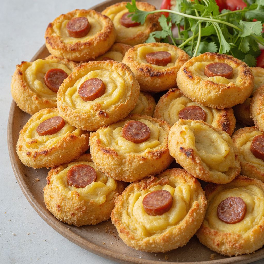 Картофельные пирожки с сардельками