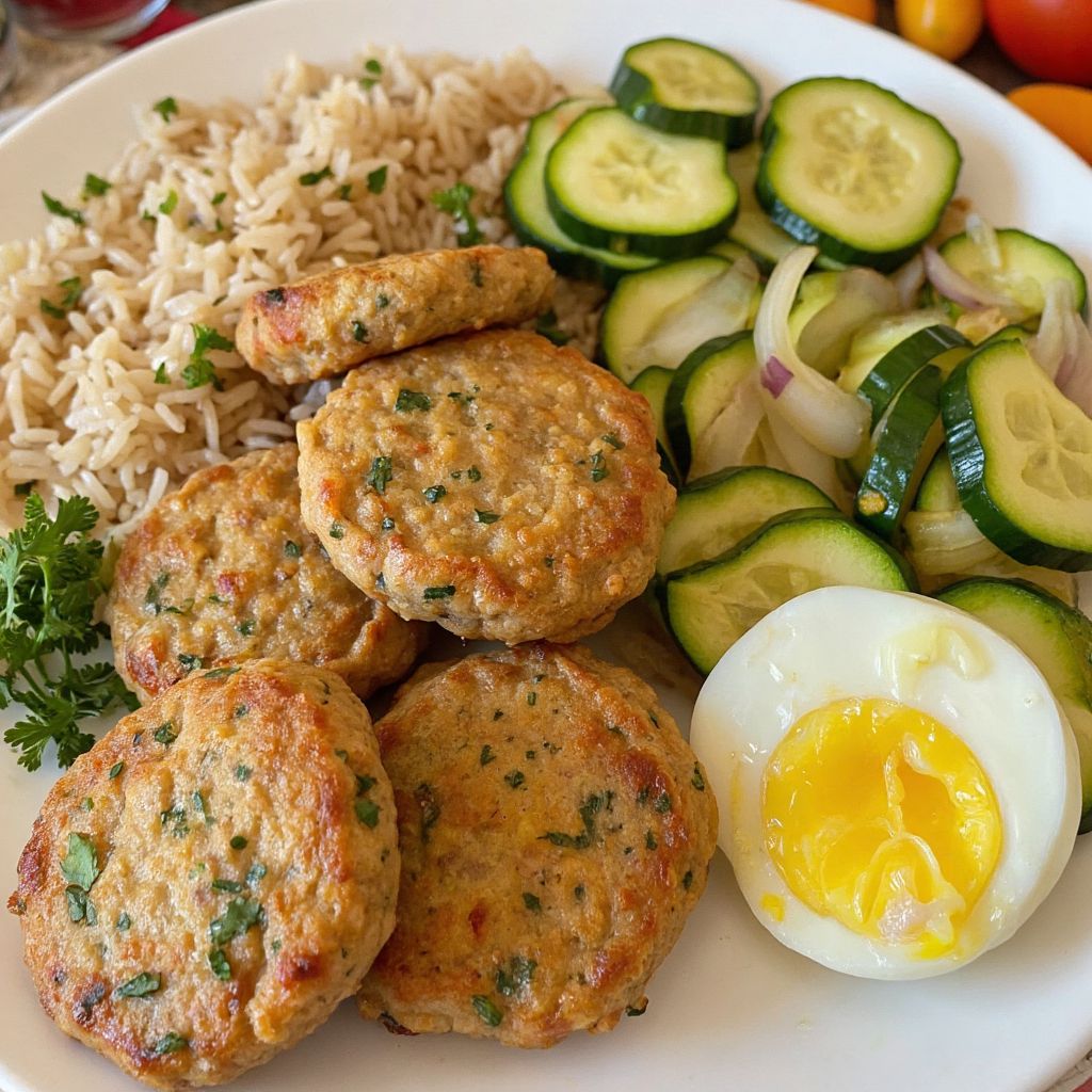Котлеты с помидорами, кабачками и рисом