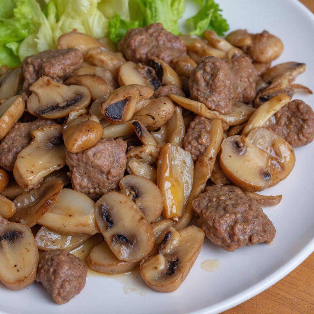 Куриная печенка с грибами