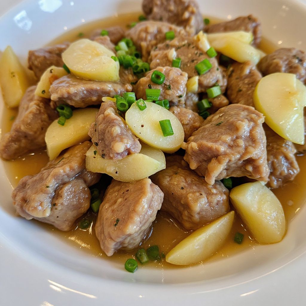 Куриная печенка с яблоками