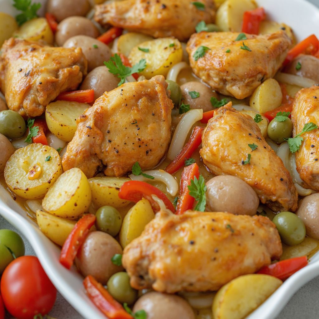 Куриные крылья с картофелем в духовке