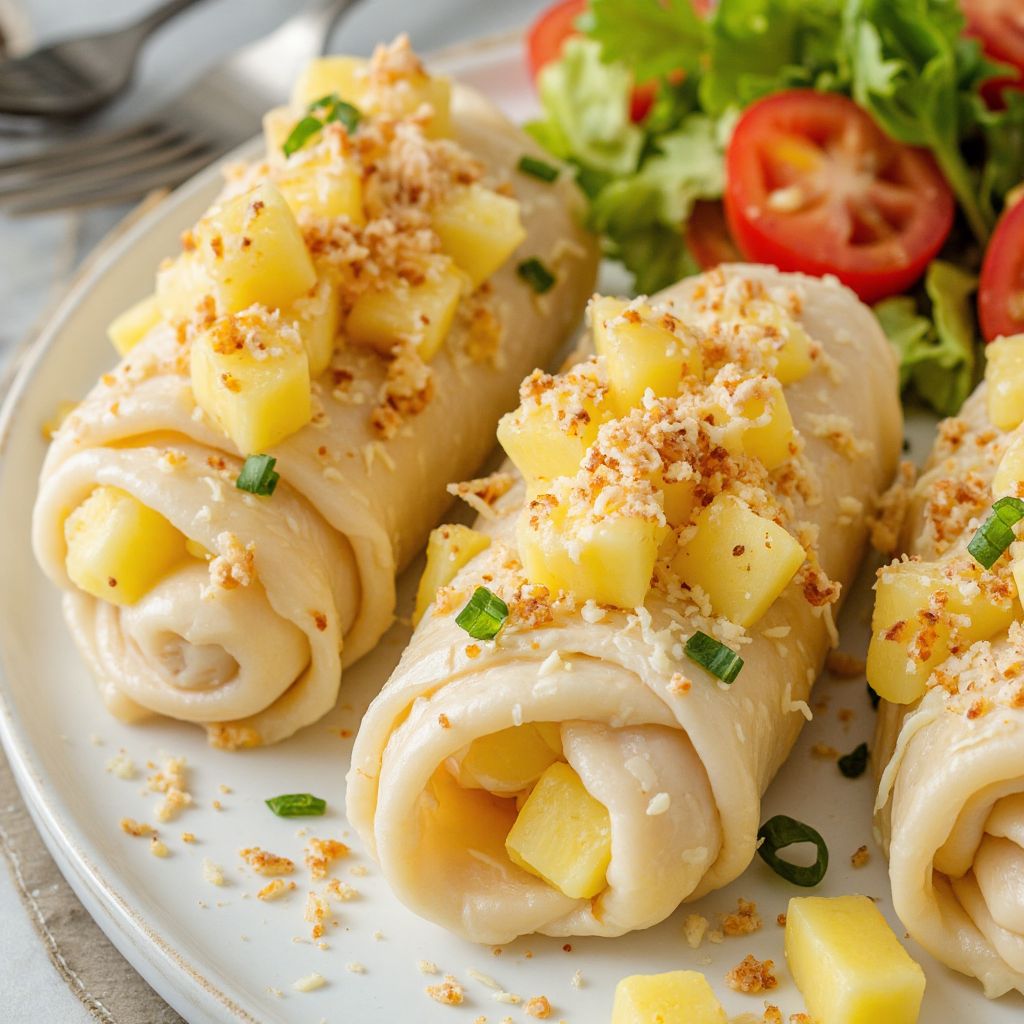 Куриные рулетики с ананасом и сыром