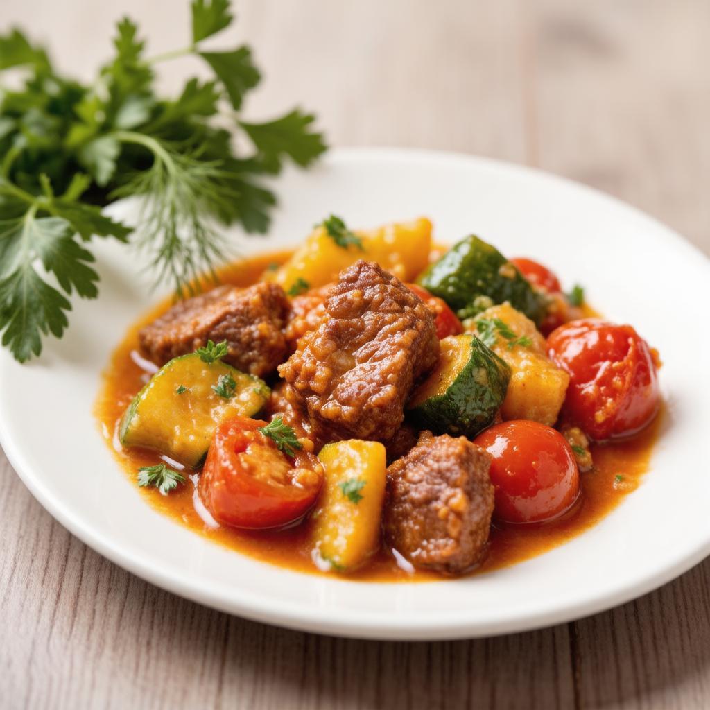 Тушёная говядина с овощами без картофеля