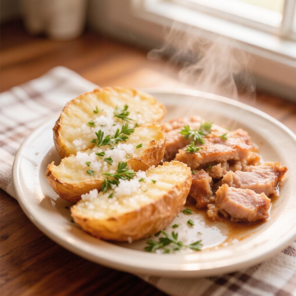 Картофель, тушённый со свининой