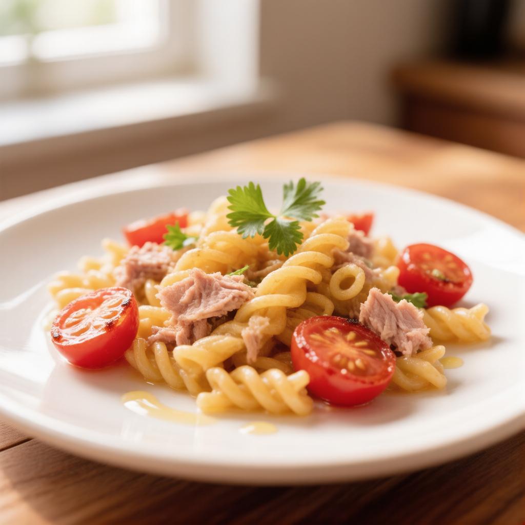 Макароны с тунцом и свежими помидорами