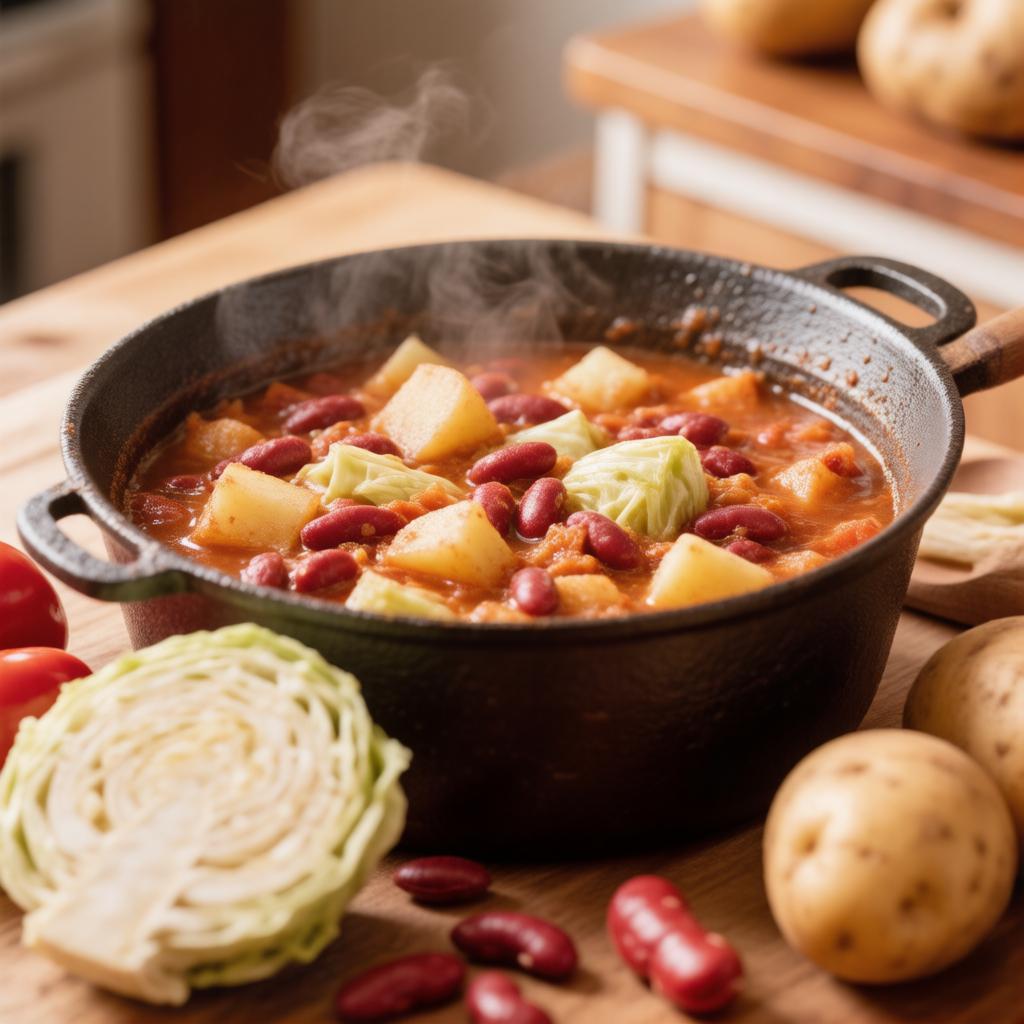 Овощное рагу с картошкой и фасолью