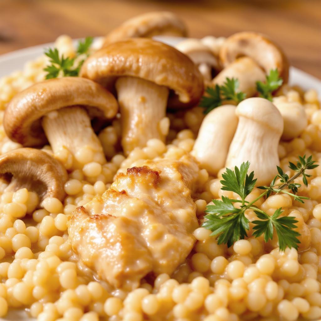 Перлотто с шампиньонами и курицей