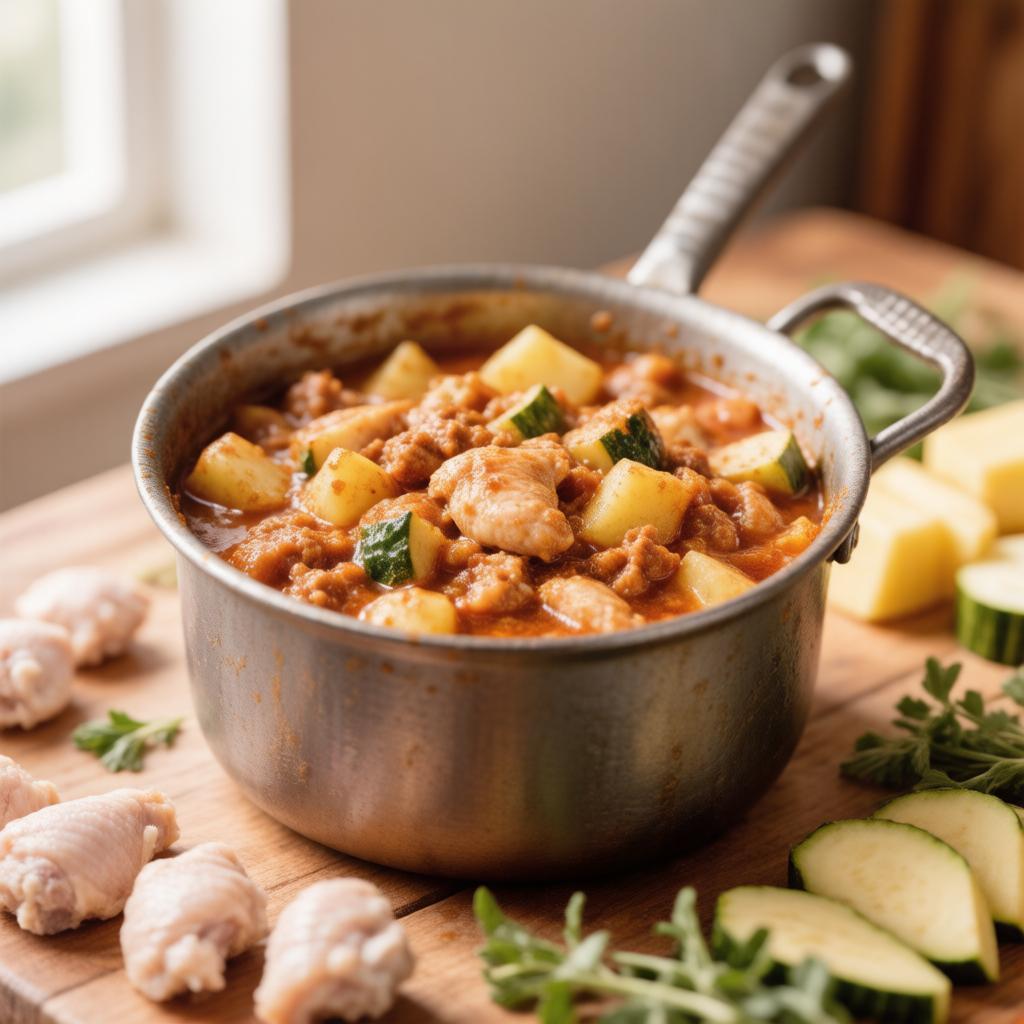 Рагу из курицы с картошкой и кабачком