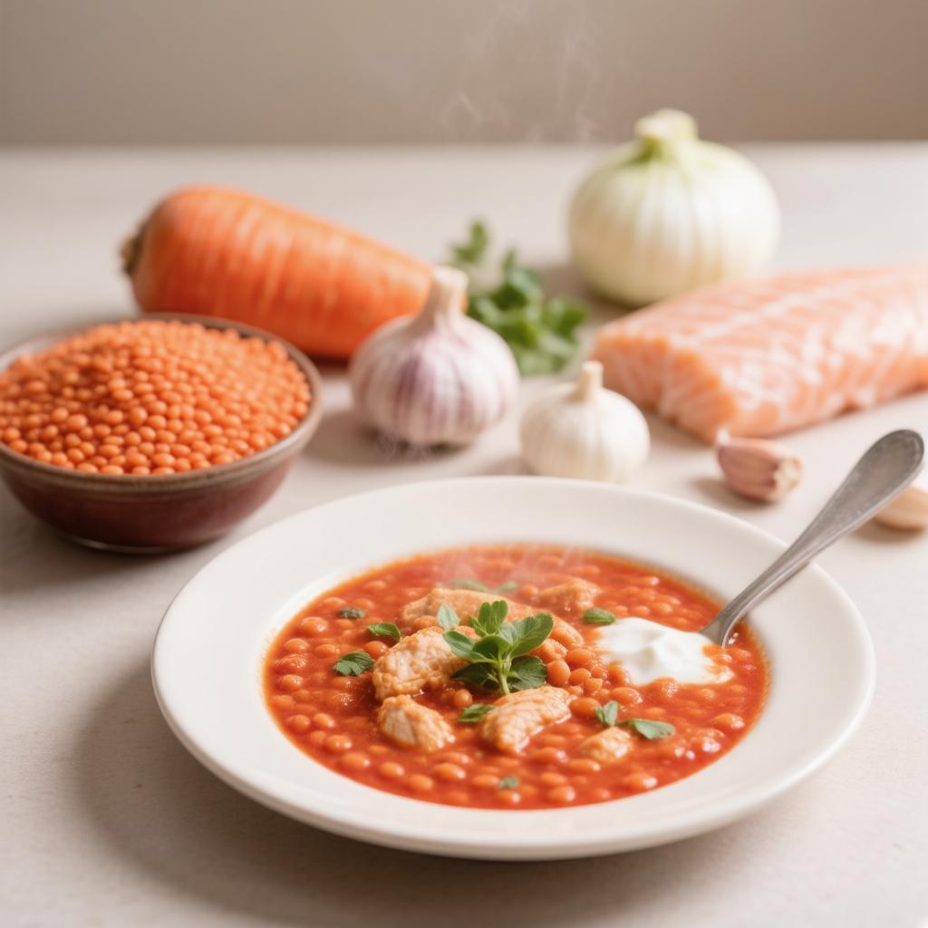 Суп из красной чечевицы с курицей