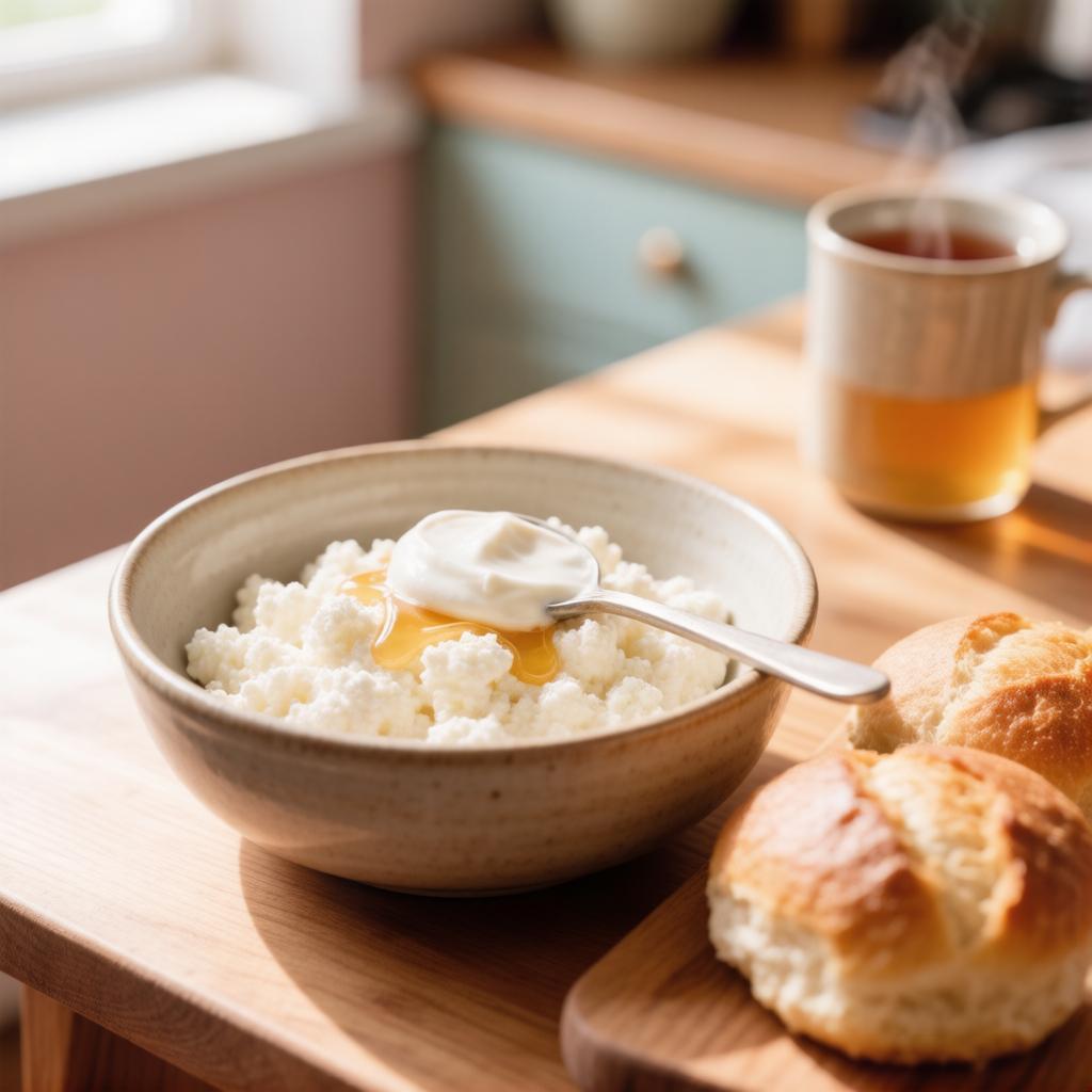 Творог со сметаной и мёдом