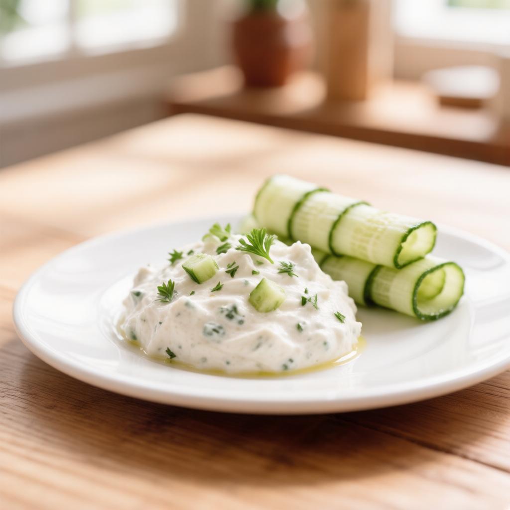 Творожная масса с зеленью и огурцом