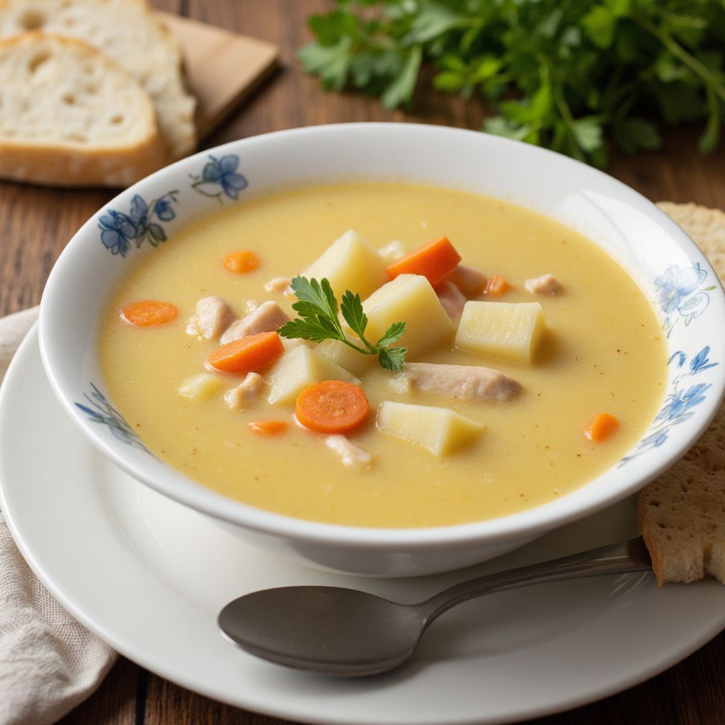 Нежный сырный суп с курицей