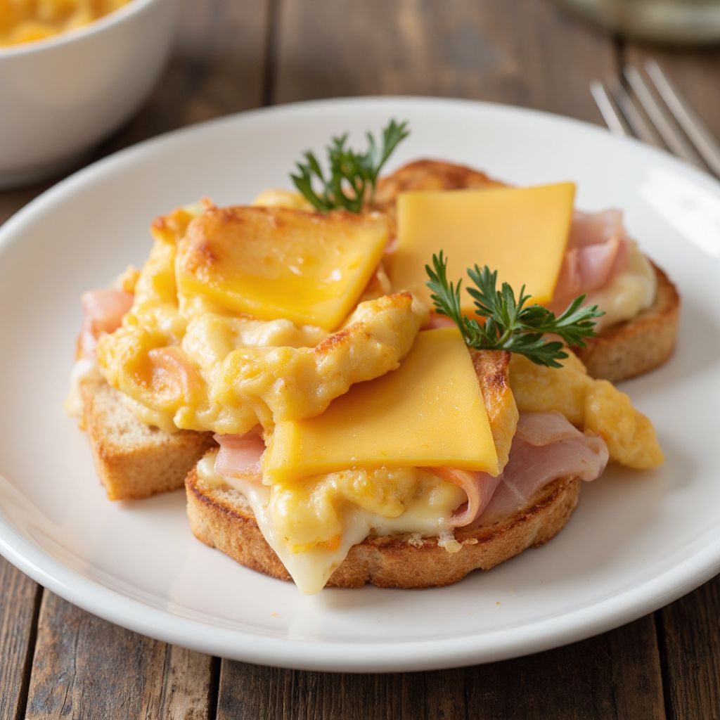 Гренки с ветчиной и сыром