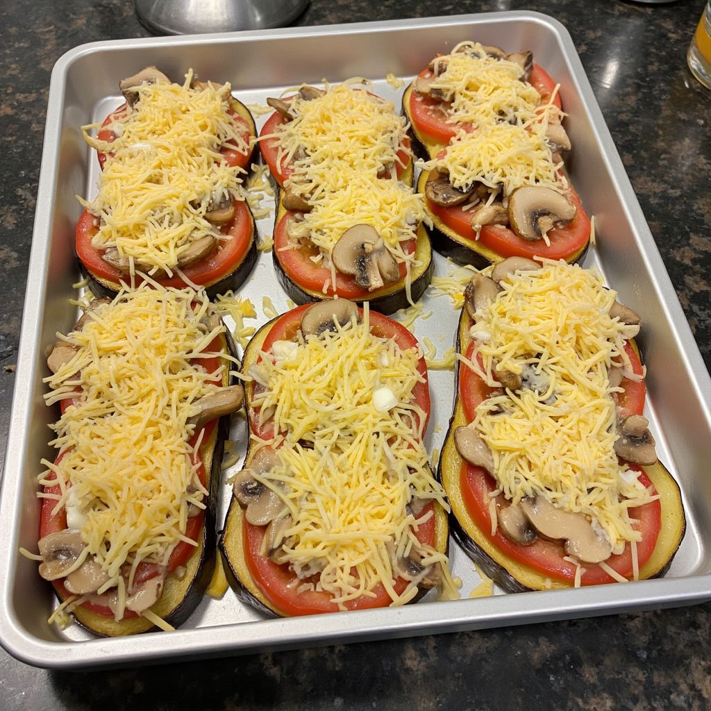 Баклажаны с сыром и грибами